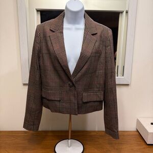 NWT Madewell Sutter Crop Plaid Blazer Small